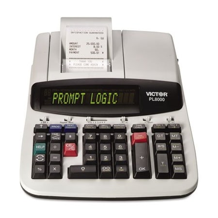 Victor Technology Victor, One-Color Prompt Logic Printing Calculator, Black Print, 8 Lines/sec PL8000